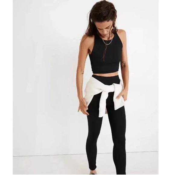 Madewell Women's MWL Form Racerback Crop Top Size XL in Black NWT - Picture 2 of 6